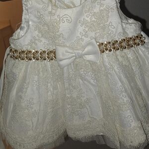 Elegant Lace Dress with Bow and Pearl Accents